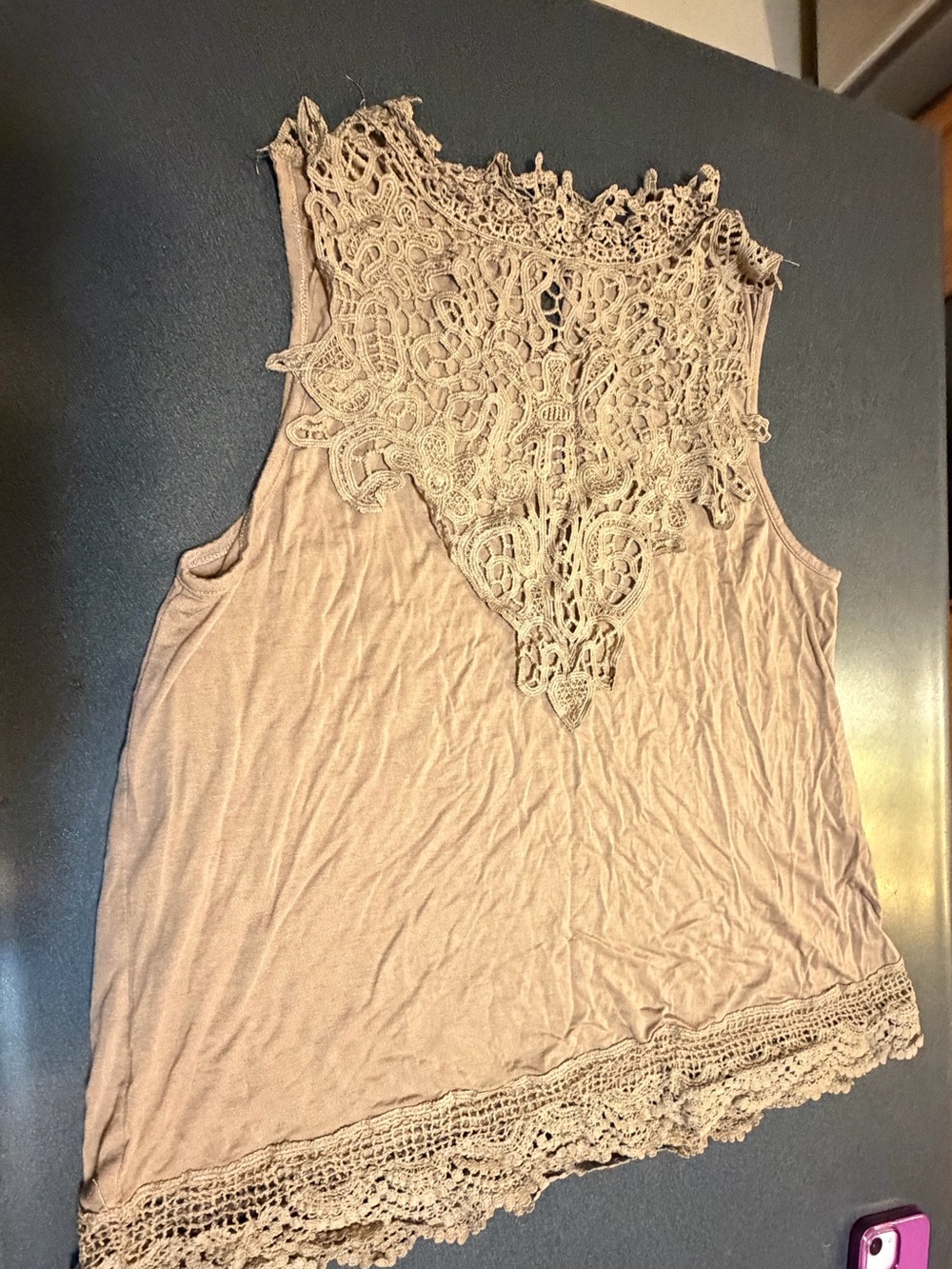 Rachel Lace-Front Sleeveless Camisole - Taupe